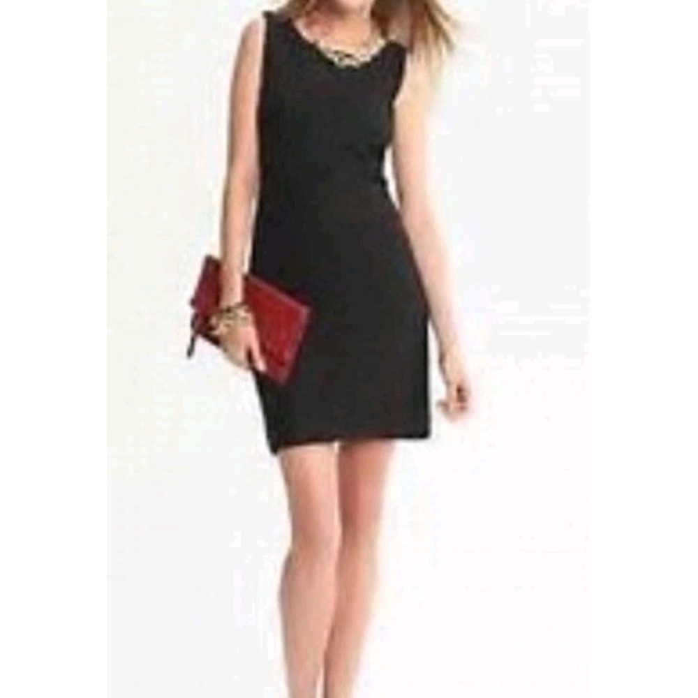 NWT Banana Republic Women's Wool Blend Sheath Dress Sz 12 Black Lace Trim
